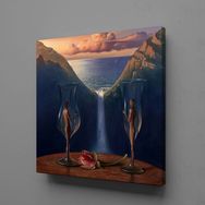 Technopa Kadehteki Kadın Erkek Dekoratif 100x100 cm Kanvas Tablo