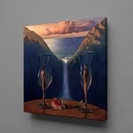 Technopa Kadehteki Kadın Erkek Dekoratif 80x80 cm Kanvas Tablo