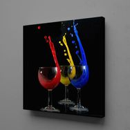 Technopa Kadehten Sıçrayan İçecekler 130x130 cm Kare Kanvas Tablo