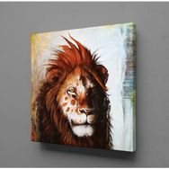 Technopa Kahverengi Aslan 80x80 cm Kanvas Tablo
