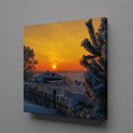 Technopa Karlı Bir Gün Doğumu 120x120 cm Kanvas Tablo