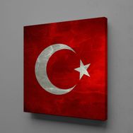 Technopa Kırmızı Beyaz Bayrak 70x70 cm Kare Kanvas Tablo