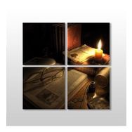 Technopa Kitap ve Mum 80x80 cm Kanvas Tablo