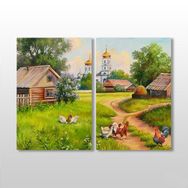 Technopa Köy Evi 110x100 cm Kanvas Tablo