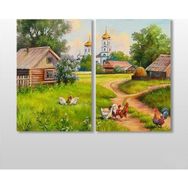 Technopa Köy Evi 120x110 cm Kanvas Tablo