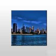 Technopa Nehir ve Metropol Manzara 150x150 cm Kanvas Tablo