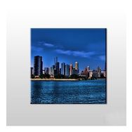 Technopa Nehir ve Metropol Manzara 60x60 cm Kanvas Tablo