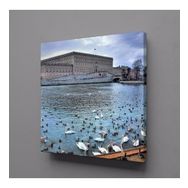 Technopa Ördeklerle Göl Manzarası 50x50 cm Kanvas Tablo