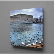 Technopa Ördeklerle Göl Manzarası 90x90 cm Kanvas Tablo