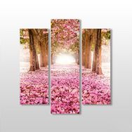 Technopa Pembe Çiçekli Yol 102x110 cm Kanvas Tablo
