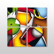 Technopa Renkli Atlar 60x60 cm Kanvas Tablo