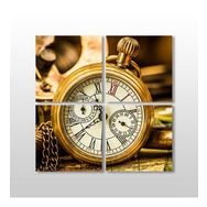 Technopa Saat Gold 90x90 cm Kanvas Tablo