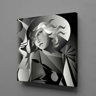 Technopa Şapkalı Kadın 80x80 cm Kanvas Tablo
