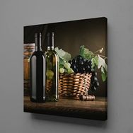 Technopa Şaraplar ve Üzüm 100x100 cm Kanvas Tablo