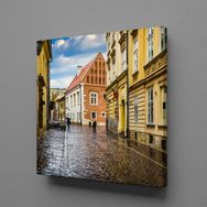 Technopa Sarı Evler 70x70 cm Kanvas Tablo