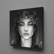 Technopa Siyah Beyaz Kadın 60x60 cm Kanvas Tablo