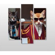 Technopa Sopalı Kedi 102x110 cm Kanvas Tablo