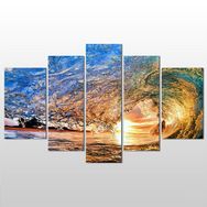 Technopa Su Dalgası ve Gün Batımı 122x70 cm Kanvas Tablo