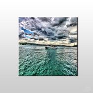 Technopa Yeşil Yansıyan Deniz 120x120 cm Kanvas Tablo