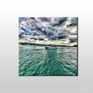 Technopa Yeşil Yansıyan Deniz 60x60 cm Kanvas Tablo