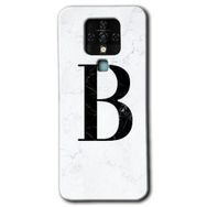 Tecno Camon 16 Beyaz Mermer Desenli B Harfi Baskılı Uyumlu Silikon Kılıf