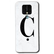 Tecno Camon 16 Beyaz Mermer Desenli Ç Harfi Baskılı Uyumlu Silikon Kılıf