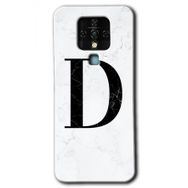 Tecno Camon 16 Beyaz Mermer Desenli D Harfi Baskılı Uyumlu Silikon Kılıf
