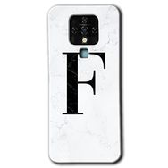 Tecno Camon 16 Beyaz Mermer Desenli F Harfi Baskılı Uyumlu Silikon Kılıf