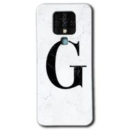 Tecno Camon 16 Beyaz Mermer Desenli G Harfi Baskılı Uyumlu Silikon Kılıf