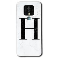 Tecno Camon 16 Beyaz Mermer Desenli H Harfi Baskılı Uyumlu Silikon Kılıf