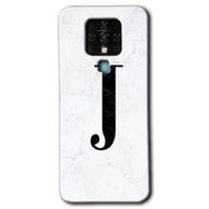 Tecno Camon 16 Beyaz Mermer Desenli J Harfi Baskılı Uyumlu Silikon Kılıf