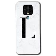 Tecno Camon 16 Beyaz Mermer Desenli L Harfi Baskılı Uyumlu Silikon Kılıf