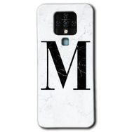 Tecno Camon 16 Beyaz Mermer Desenli M Harfi Baskılı Uyumlu Silikon Kılıf