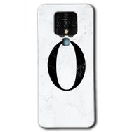 Tecno Camon 16 Beyaz Mermer Desenli O Harfi Baskılı Uyumlu Silikon Kılıf