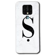 Tecno Camon 16 Beyaz Mermer Desenli S Harfi Baskılı Uyumlu Silikon Kılıf