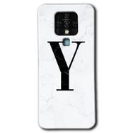 Tecno Camon 16 Beyaz Mermer Desenli Y Harfi Baskılı Uyumlu Silikon Kılıf