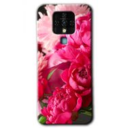 Tecno Camon 16 Kırmızı Beyaz Gül Baskılı Uyumlu Silikon Kılıf