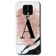 Tecno Camon 16 Pembe Mermer Desenli A Harfi Baskılı Uyumlu Silikon Kılıf