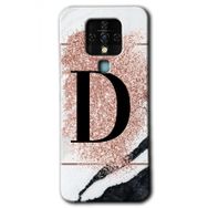 Tecno Camon 16 Pembe Mermer Desenli D Harfi Baskılı Uyumlu Silikon Kılıf