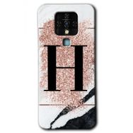 Tecno Camon 16 Pembe Mermer Desenli H Harfi Baskılı Uyumlu Silikon Kılıf