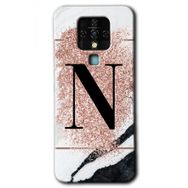 Tecno Camon 16 Pembe Mermer Desenli N Harfi Baskılı Uyumlu Silikon Kılıf