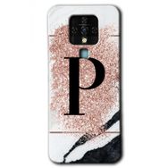 Tecno Camon 16 Pembe Mermer Desenli P Harfi Baskılı Uyumlu Silikon Kılıf