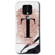 Tecno Camon 16 Pembe Mermer Desenli T Harfi Baskılı Uyumlu Silikon Kılıf