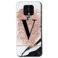 Tecno Camon 16 Pembe Mermer Desenli V Harfi Baskılı Uyumlu Silikon Kılıf