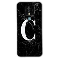 Tecno Camon 16 Siyah Mermer Desenli Ç Harfi Baskılı Uyumlu Silikon Kılıf