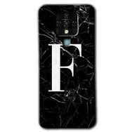 Tecno Camon 16 Siyah Mermer Desenli F Harfi Baskılı Uyumlu Silikon Kılıf