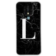 Tecno Camon 16 Siyah Mermer Desenli L Harfi Baskılı Uyumlu Silikon Kılıf