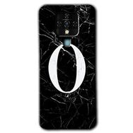 Tecno Camon 16 Siyah Mermer Desenli O Harfi Baskılı Uyumlu Silikon Kılıf