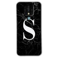 Tecno Camon 16 Siyah Mermer Desenli Ş Harfi Baskılı Uyumlu Silikon Kılıf