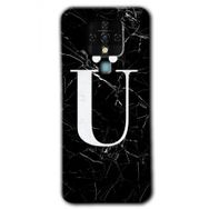 Tecno Camon 16 Siyah Mermer Desenli Ü Harfi Baskılı Uyumlu Silikon Kılıf